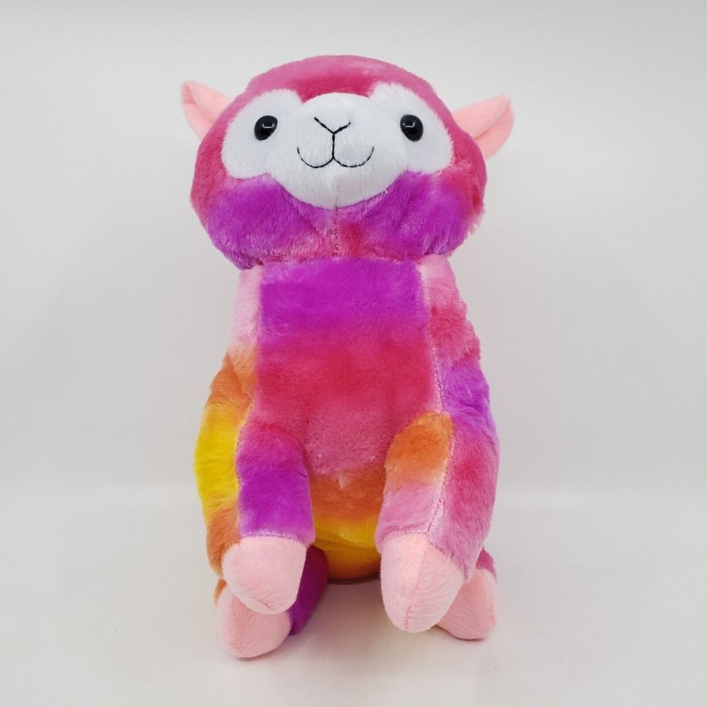 ToyMax Rainbow Llama Plush 12 in Stuffed Animal Kids Toy Colorful Pink Purple